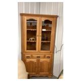 Oak Corner Cabinet 2 Pc Lighted 46" W x 23 1/2" x