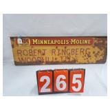 MINN-MOLINE SIGN 32 X 10