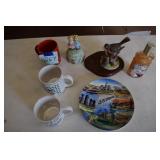 Music box, mugs, plate, etc