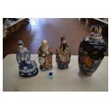 Asian inspired figurines, jar