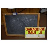 Chalkboard, garage sale signs