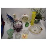 Fenton, art glass, clock, etc