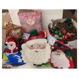 Christmas gift bags, boxes, Santa platter, etc