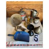 Flex oil can Quart, Funnels, Havoline oil can, +