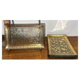 Glass golden tray accents, set of four