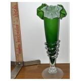 Green glass vase