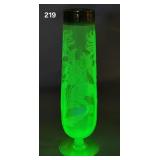 Uranium Glass Floral Pattern Vase