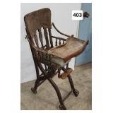 Early Oak Pressed High Chair/Walker