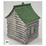 Cast Metal Log Cabin Bird House