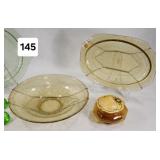 Lot of Green & Amber Depression Glass