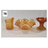 Selection of (3) Carnival Glass Marigold Pieces