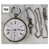 French Keywind Silver Open Face Pocket Watch