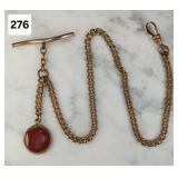 Victorian Watch Chain & Engraved Jasper Fob