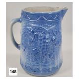 Blue & White Stoneware Grape & Lattice Pitcher