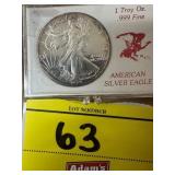 1989 ONE TROY OUNCE AMERICAN SILVER EAGLE