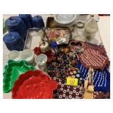 CANISTER SET, AFGHAN POT HOLDERS, BAKEWARE, BAG