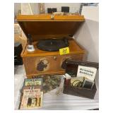 WESTERN THEMED RECORD PLAYER, SWINDOLL BOOKS,