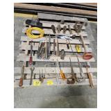 COPING SAWS, COBBLERS TOOLS, PLUNGER, RADIO,