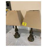 PAIR OF BRASS LAMPS