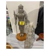 HEAVY METAL NUTCRACKER FIGURE, GLASS CANNING JARS