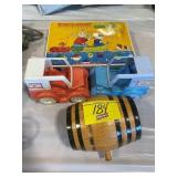 FISHING GAME, PLASTIC MAPLE TOWN JEEPS, Dï¿½COR KEG