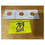 (3) PROOF PENNIES - 2017-S, 2018-S, 2021-S