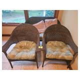 RATTAN PORCH FURNITURE - (2) CHAIRS AND (1) 2-