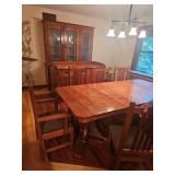 HANDMADE CHERRY DINING ROOM TABLE, (8) CHAIRS,