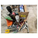 BOX OF PLASTIC DIP, CLEANING FLUIDS, FUNNEL, WIRE