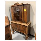 ANTIQUE 69" TALL CARVED WOOD BUFFET W/ LOCKING