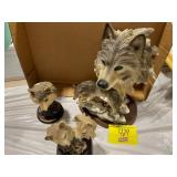 3 RESIN WOLF FIGURINES