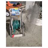 HOSE REEL WITH GARDEN HOSE, CHICKEN WIRE