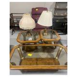 GLASS-INSERT COFFEE TABLE & END TABLE SET, 2