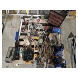 PARTS BINS, (2) JACK STANDS, PAINT SPRAYER,