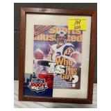 KURT WARNER SIGNED FRAMED MAGAZINE W/ SUPER BOWL