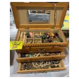 JEWELRY BOX FULL OF COSTUME JEWERLY OF ALL KINDS