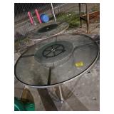 (2) PATIO GLASS TOP TABLES