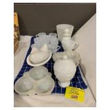 GROUP OF MILK GLASS OF ALL KINDS