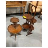 2 WOODEN TIERED PLANT STANDS