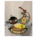 SMALL CHIPPED ROSEVILLE PITCHER, UNMARKED BUT