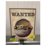 WANTED BABY YODA PRESSED WOOD SIGN