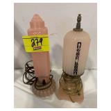 2 PINK GLASS ART DECO LAMPS