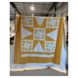 MACHINE STITCHED YELLOW FLOWER QUILT