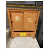 CUTE ANTIQUE NURSERY RHYME CHILD ARMOIRE CABINET