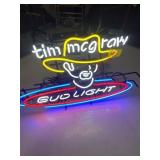 WORKING BUD LIGHT TIM MCGRAW BEER NEON LIGHT