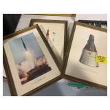 SET OF 3 NICELY FRAMED SPACE SHIP THEMED PRINTS