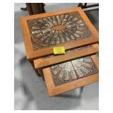 SET OF 3 MID CENTURY TILE INSERT NESTING TABLES