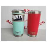 (2) Yeti Rambler 20 OZ Tumblers W Lids No Slides