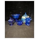 (4) Pieces of Blue Glass - Bul Head,