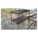 METAL SHOP TABLE WITH WOOD TOP